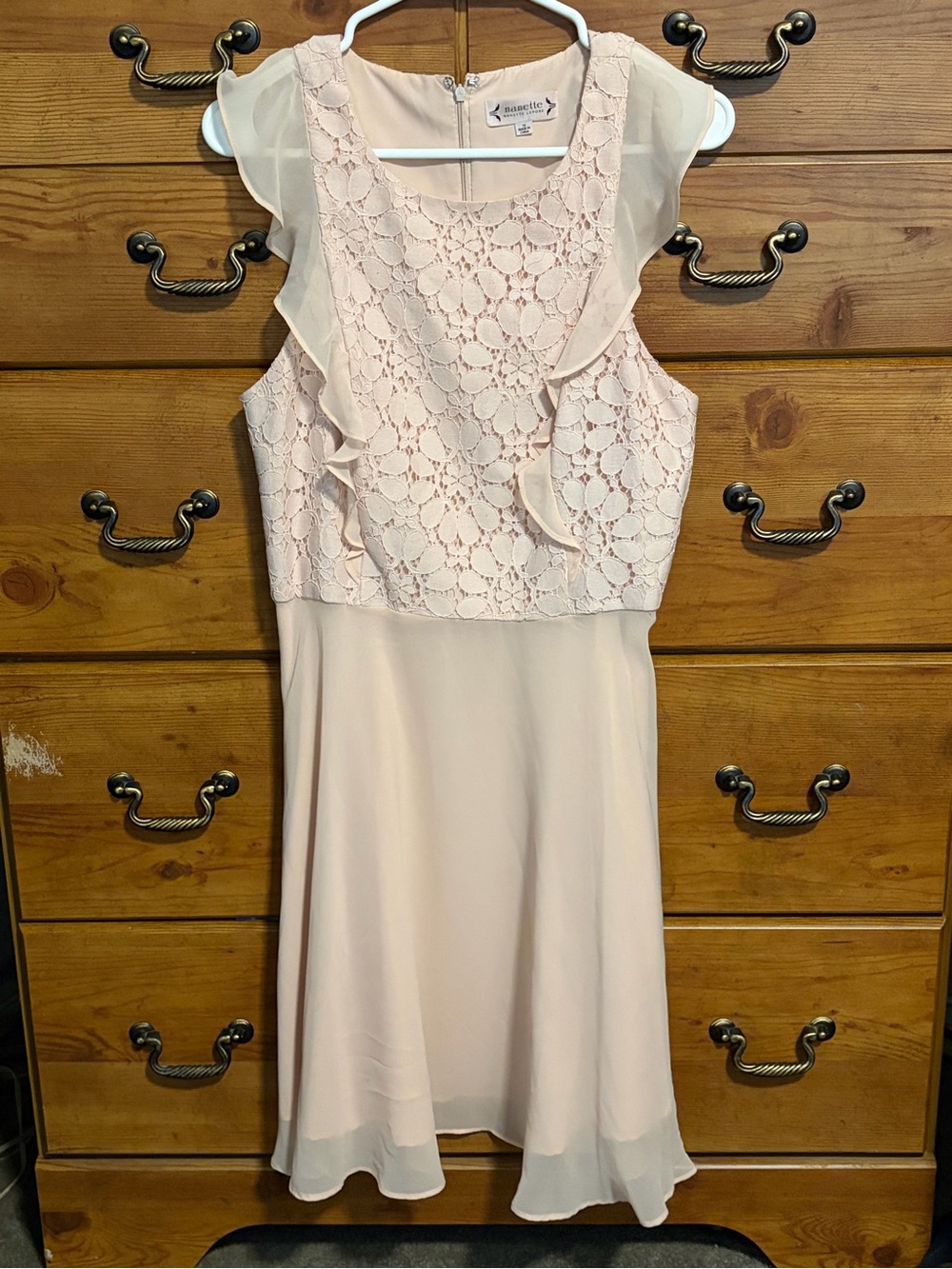Nanette Lepore Lace Bodice Ruffle Midi Dress - Blush